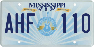 MS license plate AHF110