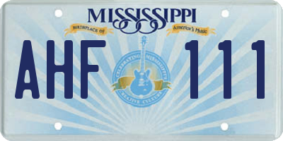 MS license plate AHF111