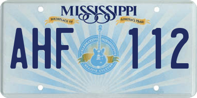 MS license plate AHF112