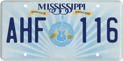 MS license plate AHF116