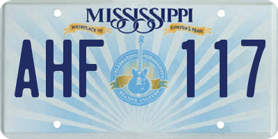 MS license plate AHF117
