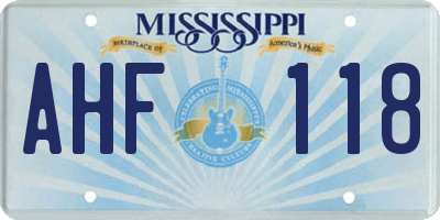 MS license plate AHF118