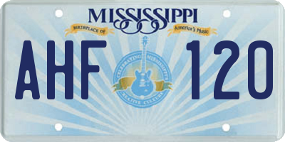 MS license plate AHF120
