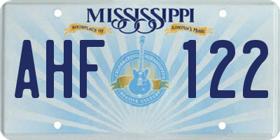 MS license plate AHF122