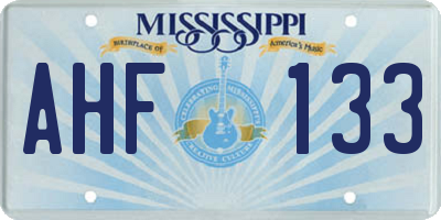 MS license plate AHF133