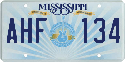 MS license plate AHF134