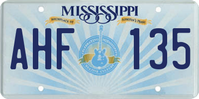 MS license plate AHF135