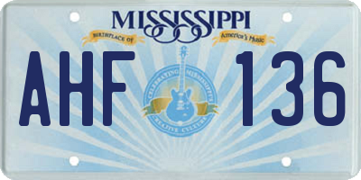 MS license plate AHF136