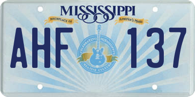 MS license plate AHF137