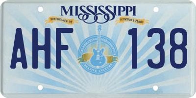 MS license plate AHF138