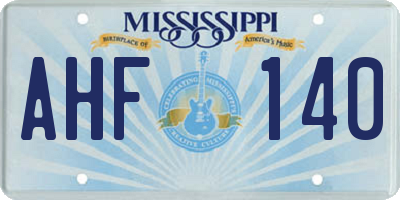 MS license plate AHF140