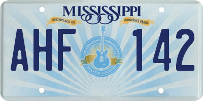 MS license plate AHF142