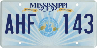 MS license plate AHF143
