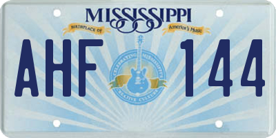 MS license plate AHF144