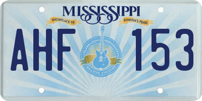 MS license plate AHF153