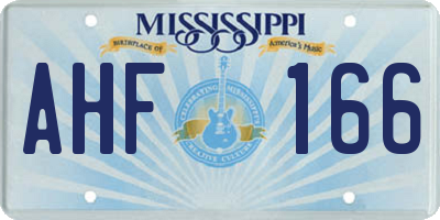 MS license plate AHF166