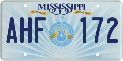 MS license plate AHF172