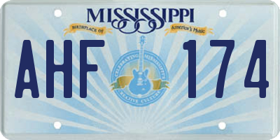 MS license plate AHF174