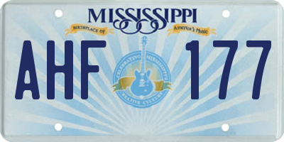 MS license plate AHF177