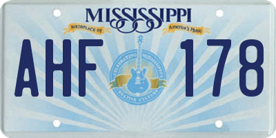 MS license plate AHF178