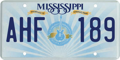 MS license plate AHF189