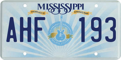 MS license plate AHF193