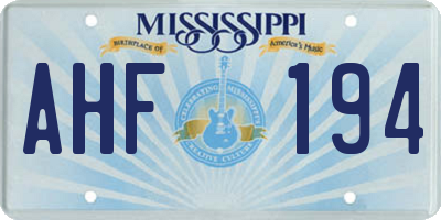 MS license plate AHF194