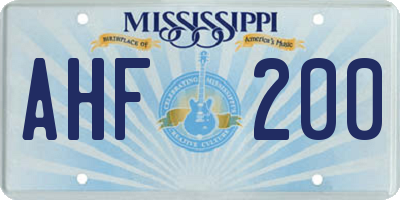 MS license plate AHF200