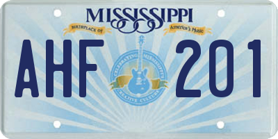 MS license plate AHF201