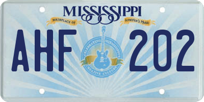 MS license plate AHF202