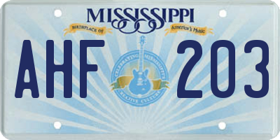 MS license plate AHF203