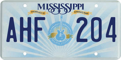 MS license plate AHF204