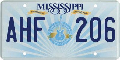 MS license plate AHF206