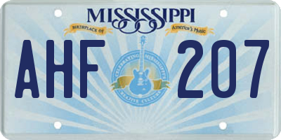 MS license plate AHF207