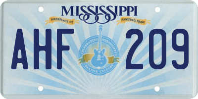 MS license plate AHF209