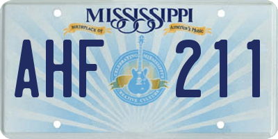 MS license plate AHF211