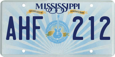 MS license plate AHF212