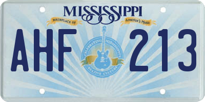 MS license plate AHF213