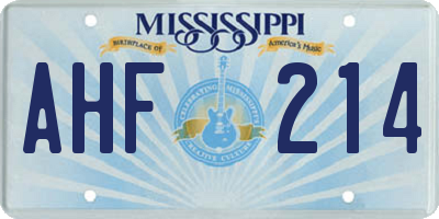 MS license plate AHF214