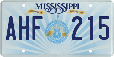 MS license plate AHF215