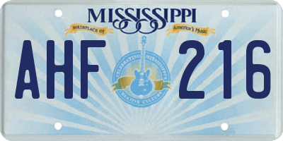 MS license plate AHF216