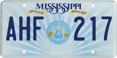 MS license plate AHF217