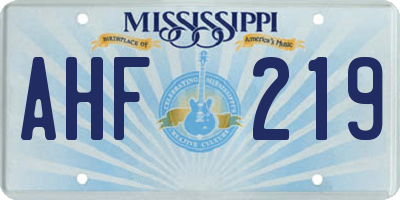 MS license plate AHF219