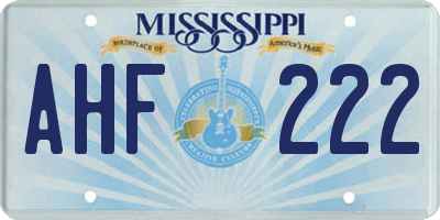 MS license plate AHF222