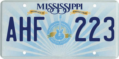 MS license plate AHF223
