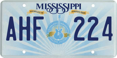 MS license plate AHF224