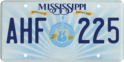 MS license plate AHF225
