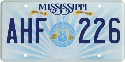 MS license plate AHF226