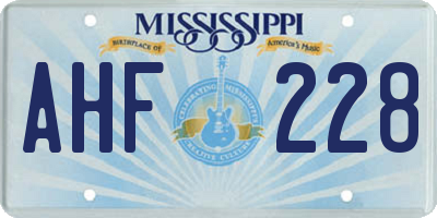 MS license plate AHF228