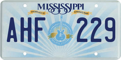 MS license plate AHF229